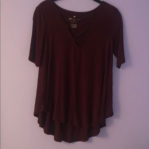 American Eagle Lace-Up Tee